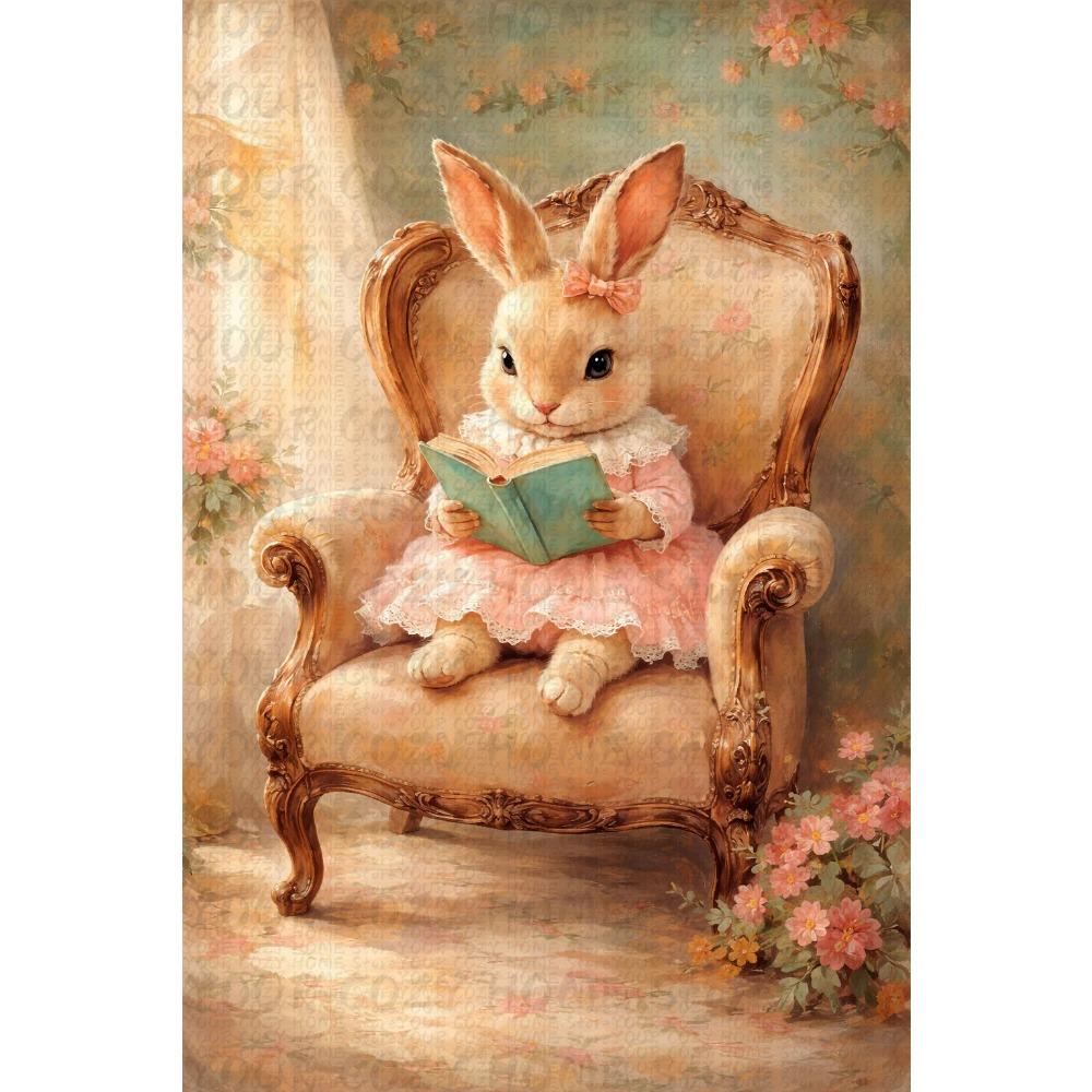 Boho Kaninchen Hase Vintage Poster Rustikaler Hase Cottagecore Druck Leinwandbild Tier Wandkunst Bild Ostern Bauernhaus Dekor