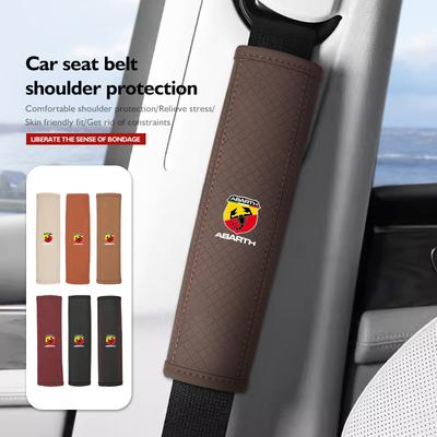 Leather Car Seat Belt Protector Pad Shoulder Strap Cover For Abarth UNO Astra Bravo Panda Linea Freemont Strada Doblo