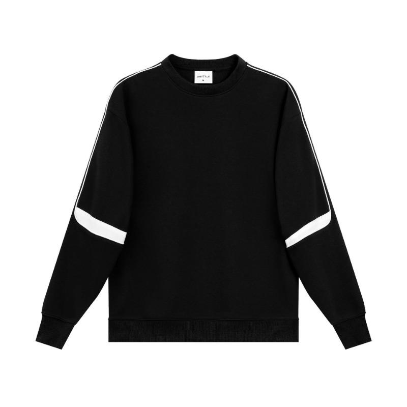 Spring and Autumn Hot Trendy Cotton Spliced Sleeve Round Neck Sweater Men's American Trendy Brand Casual Pullover