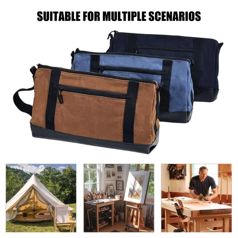 Reinforced Canvas Tool Bag Spacious Organizer Waterproof Tear Resistant Ideal For Electricians Mechanics Hobbyists