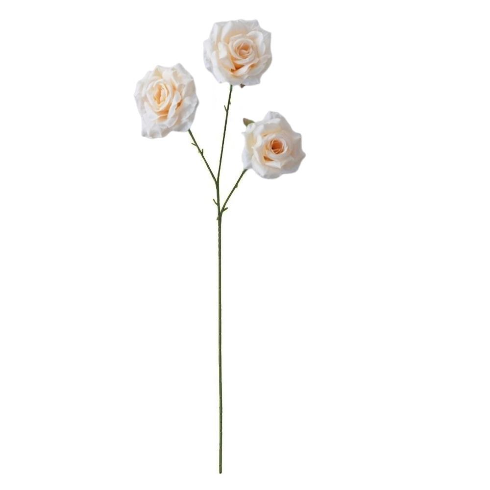Fashion 3 Heads Simulated Rose Bouquet Silk Rose Soft Artificial Flowers Vintage Flower Bouquet Photography Props