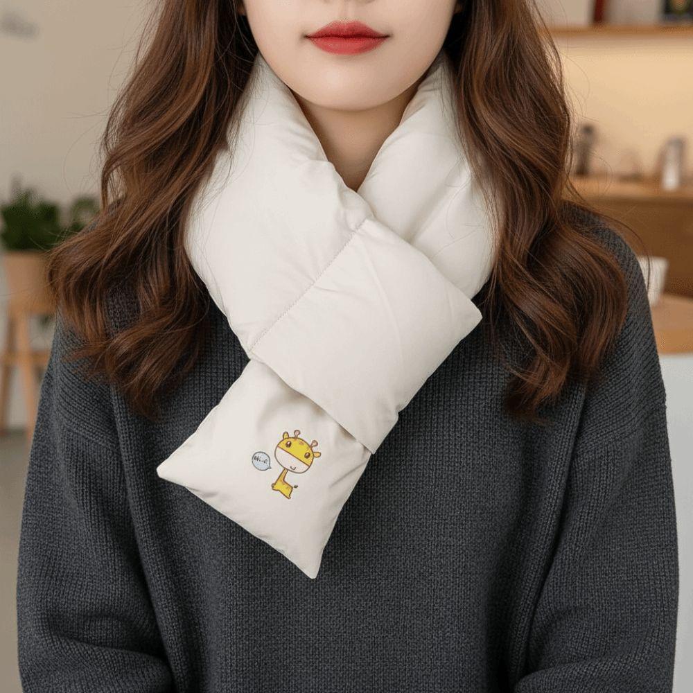 Windproof Down Cotton Scarf Solid Color Thermal Warm Scarf Simple Winter Cross Scarf Autumn/Winter