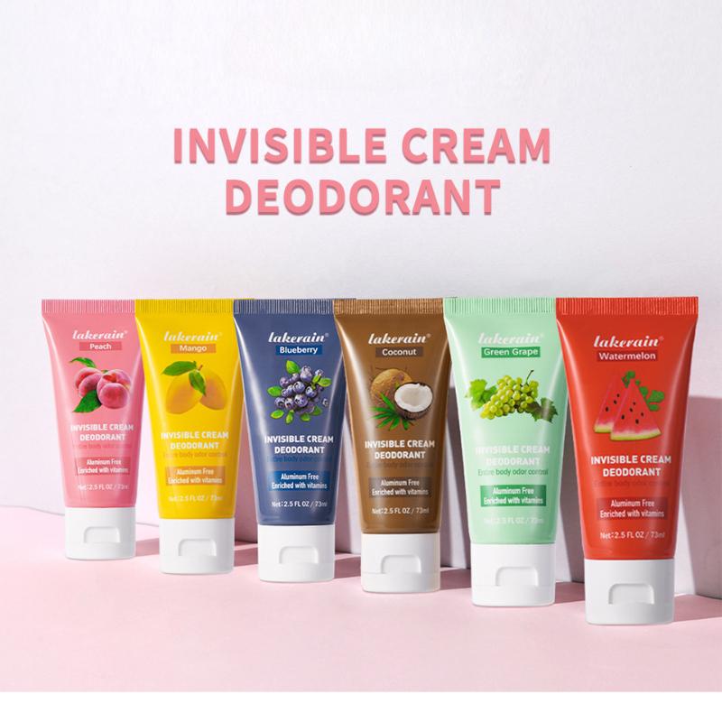 6 druhů dámského deodorantu s ovocnou příchutí vhodného pro osvěžení pokožky pod tělem a podpaží, pro radost z léta
