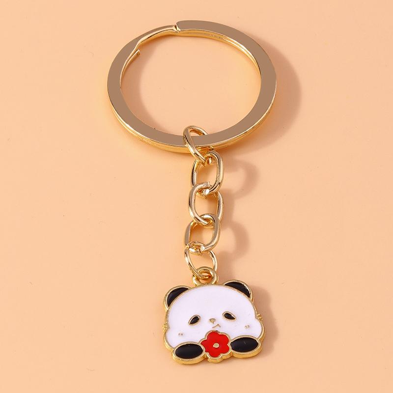 Cute Enamel Panda Keychain Cat Keyring Pendant for Car Key Holder Women Girls Handbag Accessories DIY Jewelry Gifts