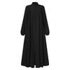 Abaya Ramadan da Donna Oversize con Zip Frontale Abito Musulmano Tasche Collo Alto Abbigliamento Monocolore Ampio
