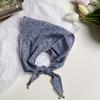 Triangle scarf scarf female retro literary floral cotton and linen neck protector decorative pearl small pendant small scarf headband