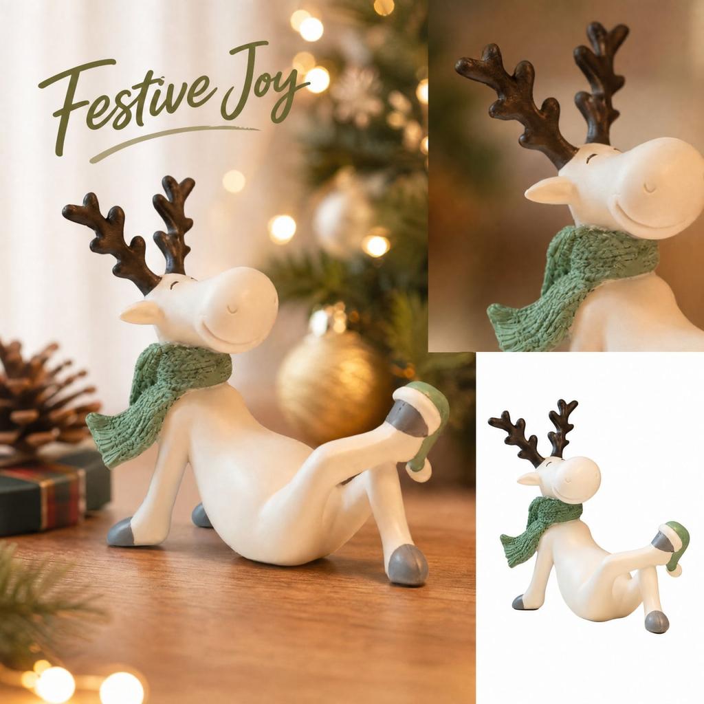 Christmas Figurine for Display Cabinet, Playful Tabletop Decoration and
