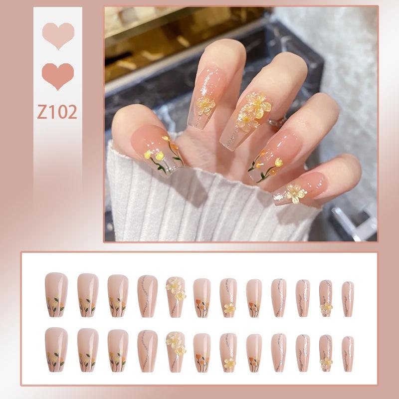 Press On Acrylic Fake Nails Set with Glue High Quality Handmade Nail Extension French Tips Woman False Short Nails Press Ons