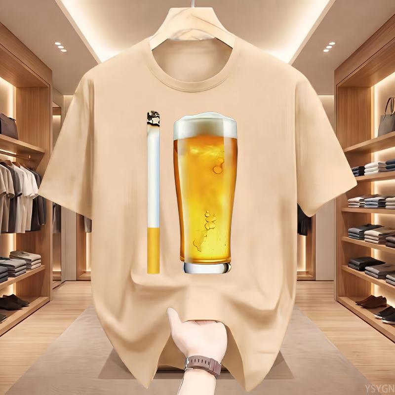 Funny Meme Tshirt Cigarette and Beer Humor Joke Print T Shirt Unisex Fashion Casual Short Sleeve Streetwear WoUnisex Clothes Tops