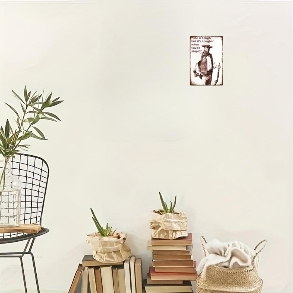 A metal tin plaque (12x8 inches/30x20 cm), legendary cowboy poster artwork, waterproof and dustproof, fun home wall decor