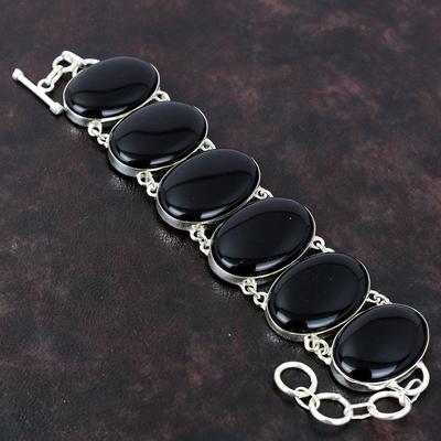 Black Onyx Bracelet 925 Sterling Silver Bracelet Gemstone Jewelry Adjustable Chain Bracelet Handmade Jewelry Gift For Women Elegant Bracelet