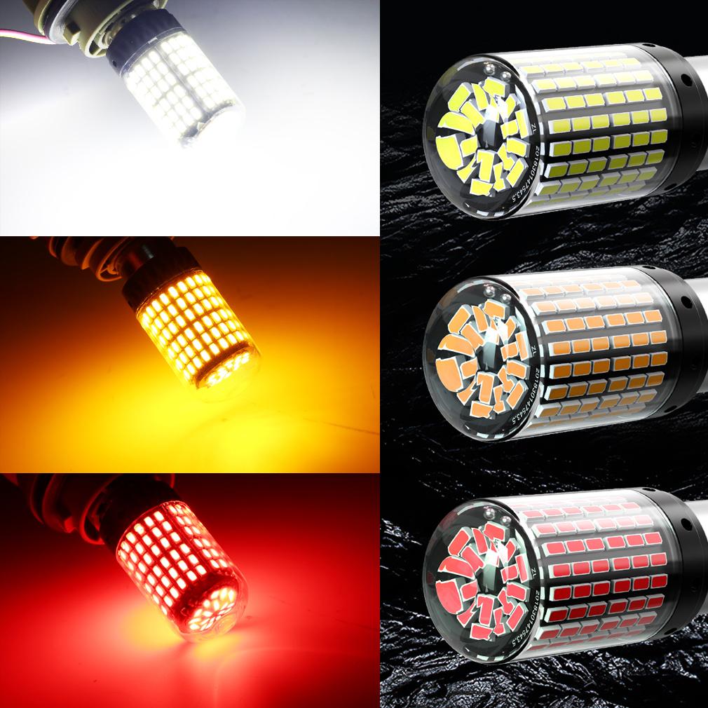 2pcs High Power Car LED Bulbs 1156 BA15S P21W BAU15S PY21W 1157 P21/5W T20 7440 W21W Canbus 144SMD Turn Signal Lamp Brake Reverse Tail Light 12V