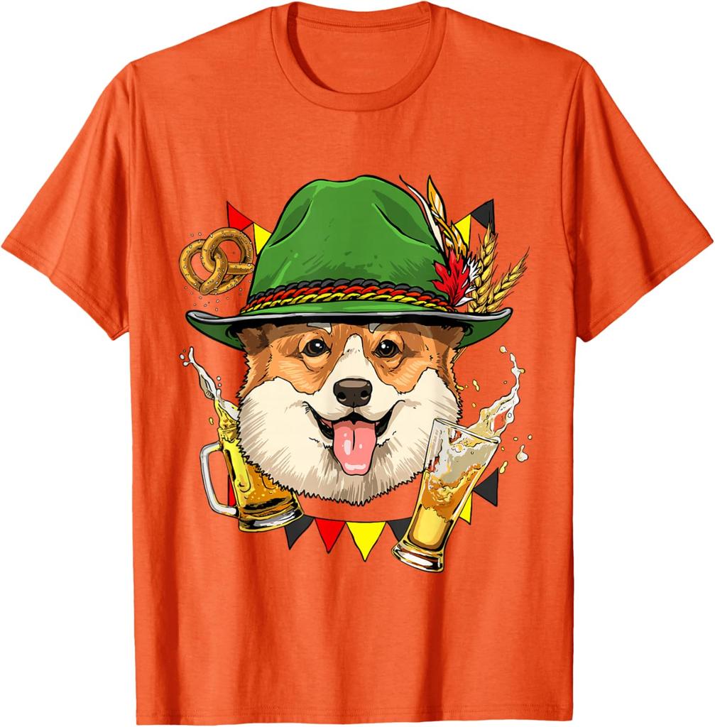 Oktoberfest Corgi Beer Graphic Tee Men's Breathable Cotton T-Shirt Festival