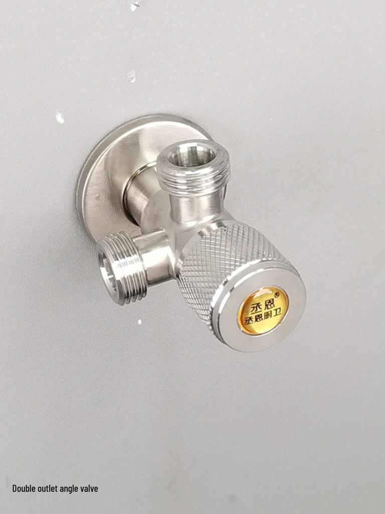 304 Stainless Steel Dual Outlet Hot/Cold Angle Valve Water Heater Diverter Switch