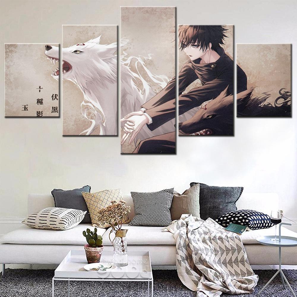 

5 Pieces Canvas Wall Arts Animation Poster Painting Jujutsu Kaisen Series-5 Home Decor Wallpaper Picture Print Living Room Mural 20x35 20x45 20x55cm
