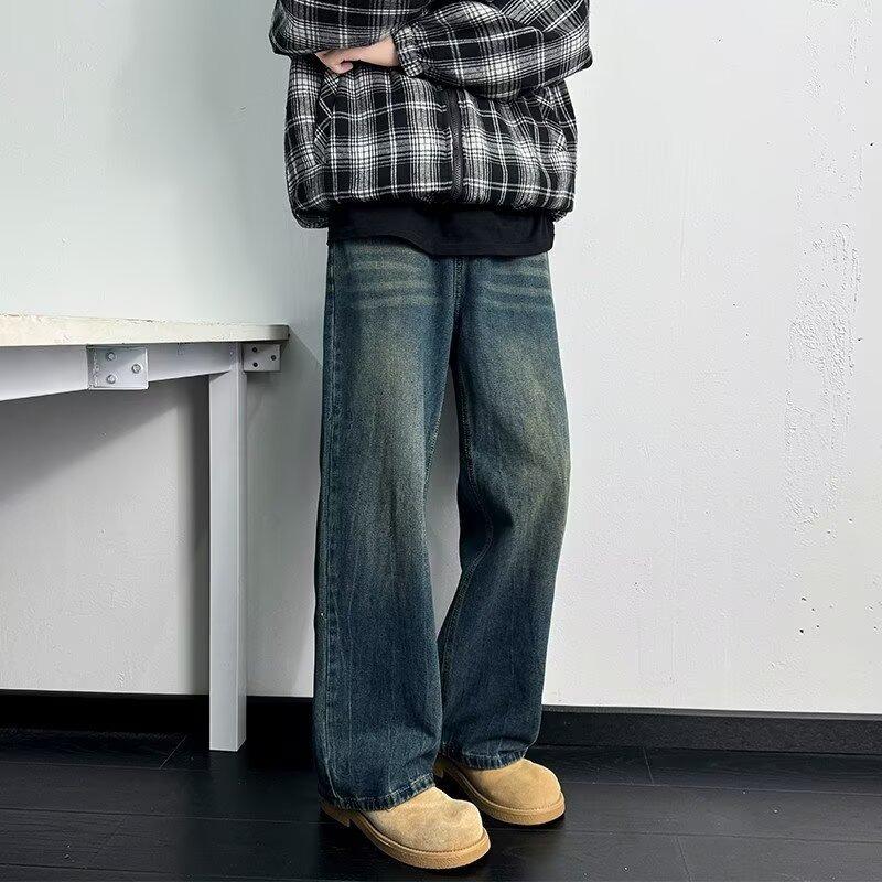 

Мужские зимние трендовые американские вываренные джинсы с эффектом потертости широкого кроя - стиль CleanFit High Street. Extra Large