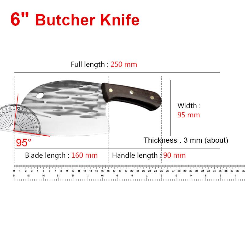 Butcher Slaughter Knife Chef Cleaver Meat Chop Vegetables Kitchen Knives Hand Forged Blade Wood Handle Heavy Knife Cooking Tools