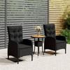 Day and Night - Day and Night 3-piece Garden Dining Set Black Synthetic Rattan