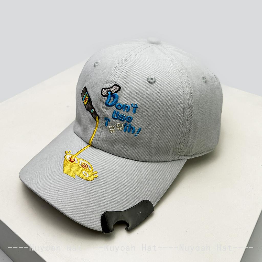 And Women Interesting Letter Print Embroidery Baseball Caps Sun Protection Bottle Opener All-Match Niche Style Peaked Hats Personalized Trendy Ins