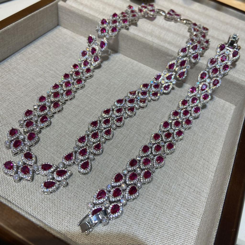 Fashion Personality Trendy Flash Full Diamond Tassel Necklace Bracelet Set Women'S Fashion Versatile