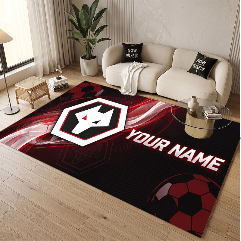 Personalized Crystal Velvet Carpet Wolverhampton Wanderers Football Pattern Non Slip Floor Rug