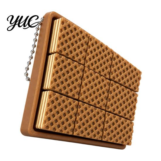 Stress Relief Toys 3D Printed 9-Square Fidget Clicker Toy, Simulation Fruit Cookie Pressing Portable Desk Fidgets Keychain, Click Desktop Ornament,