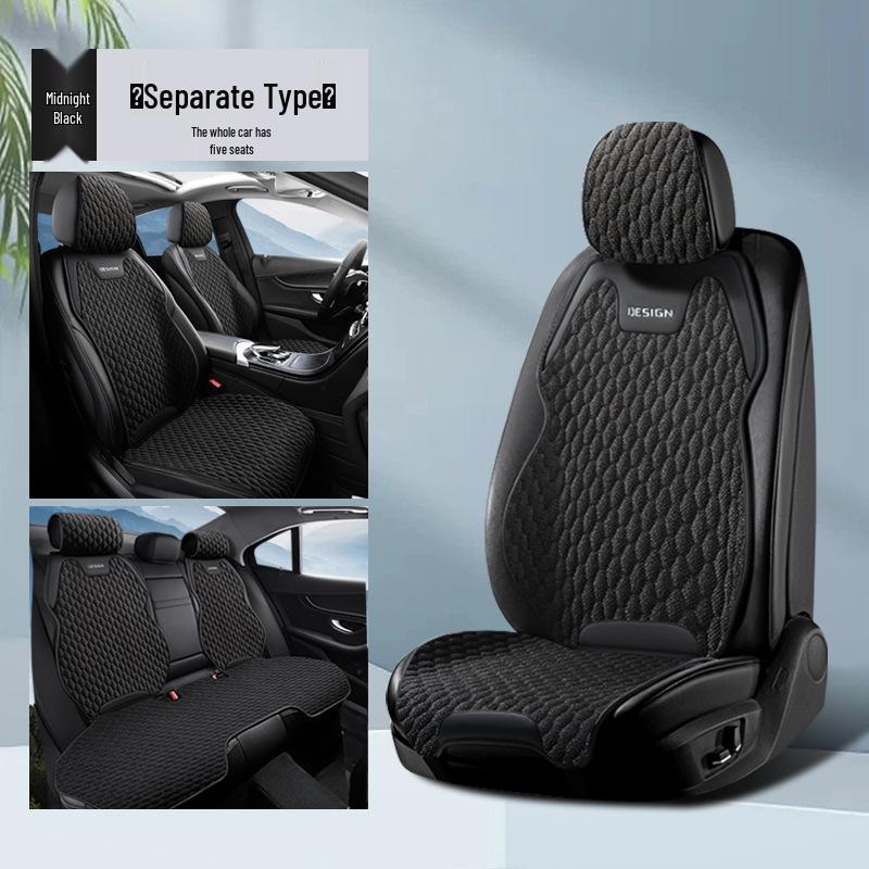 Breathable All-Season Linen Cotton Car Seat Cushion Cover, Universal Fit