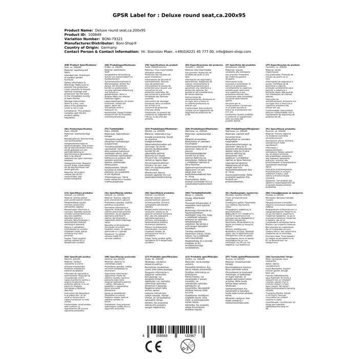 Round Garden Lounge Cover - BONI-SHOP® - 200 X 95 Cm - Waterproof - 420D Polyester - UV Resistant