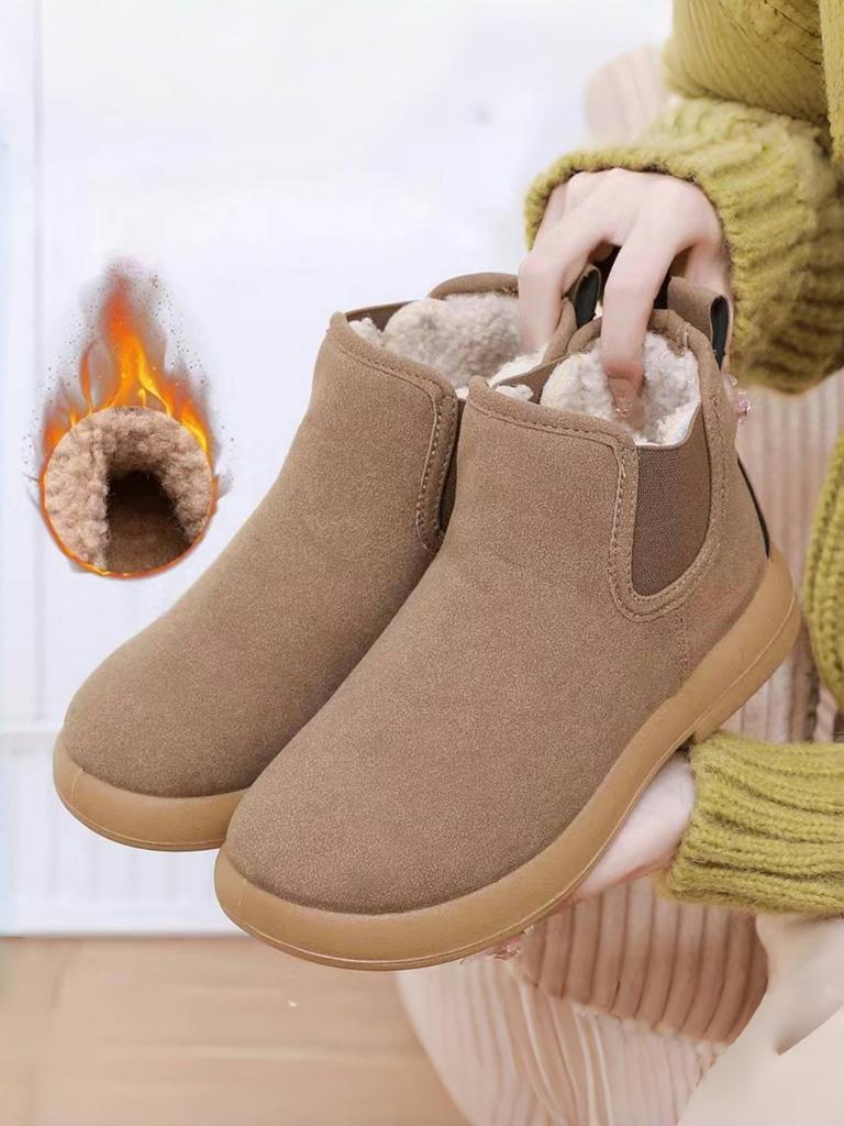 Winter velvet women's cotton shoes warm flat comfortable versatile short boots non-slip snow boots
