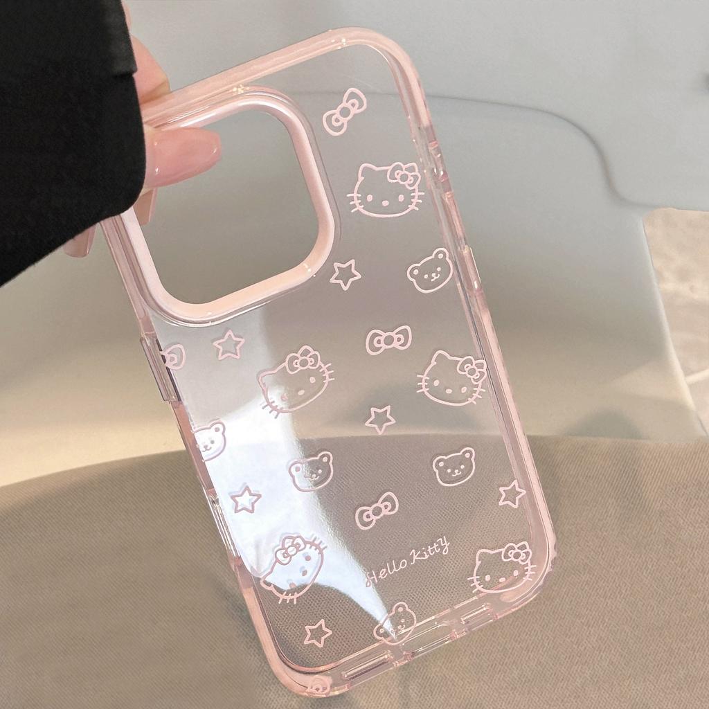 Ins-style Transparent Line Cat iPhone 16 Case Suitable for Apple 15, 17 Pro Max, Cartoon 13, Soft 11