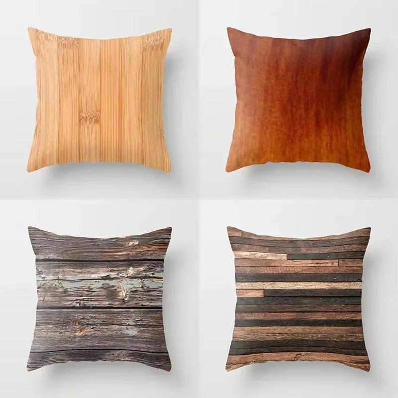 Housses d'oreiller 45x45cm Créatives Texture Bois Marbre Mode Géométrique Coussins Décor de Maison Ferme Canapé Coussins de Jet