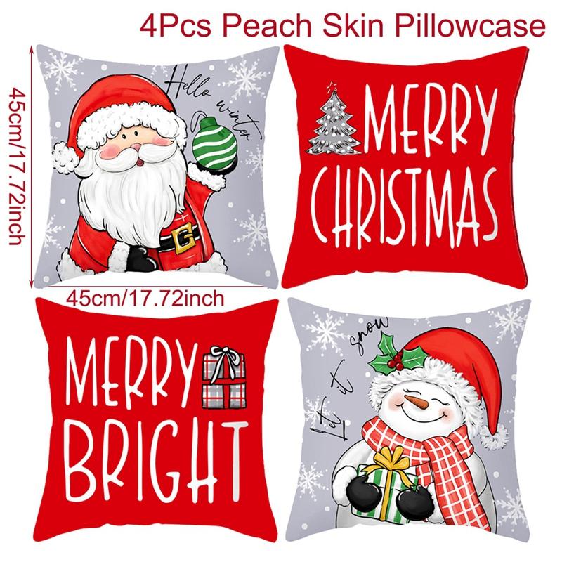 4Pcs Christmas Pillow Covers Christmas Party Decoration Xmas Tree Santa Claus Pillowcase Navidad Natal New Year Gift