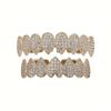 Hip Hop Iced Out Cuore 8 Denti Grillz Set Completo Superiore Inferiore Bling Zircone Copri Denti Decorazione Rapper Gioielli Dentali