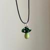 Summer Cute Cartoon Fruit Red Mushroom Pendant Colorful Bead Choker Necklace Women Aesthetic Y2K Neck Jewelry Accessories Gift