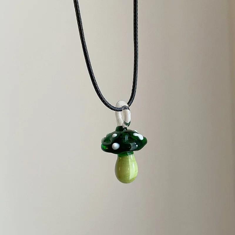 Summer Cute Cartoon Fruit Red Mushroom Pendant Colorful Bead Choker Necklace Women Aesthetic Y2K Neck Jewelry Accessories Gift