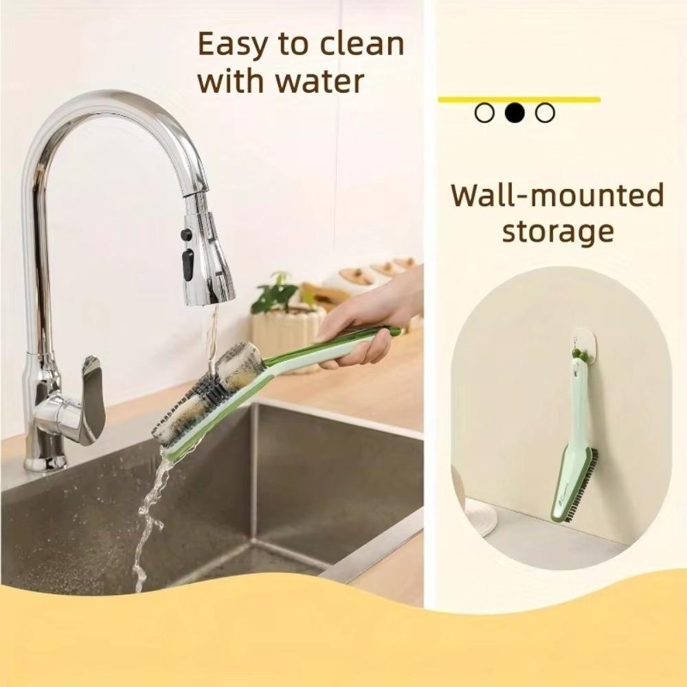Cute 4-in-1 Bathroom Cleaner Brush Carrot-shaped Plastic Floor Cleaning Brush Stiff Bristle Rubber Scraper Crevice Brush Tool