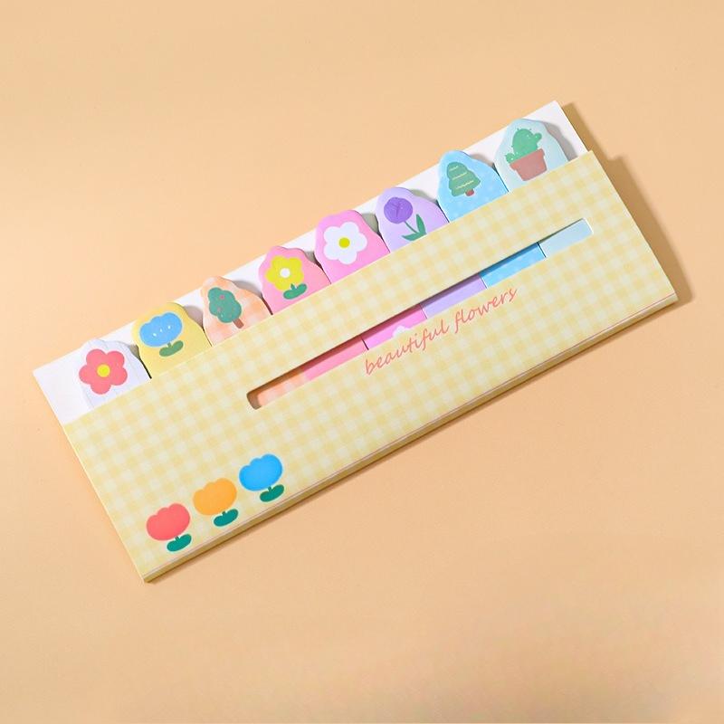 10Pcs Tulip Flower Combination Index Sticky Label, 10 Sets, 120 Sheets Per Set (15 × 8 Styles), Self-adhesive Multi-use Sticky Note, Office Stationery