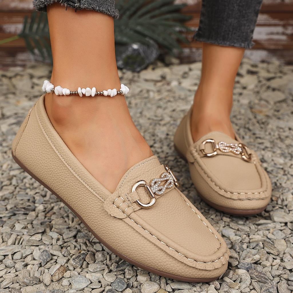Spring and Autumn Solid Color Women's Flat Shoe Fashionable Round Toe Low Heel Casual Large Size Slip-on Women's Flat Shoes