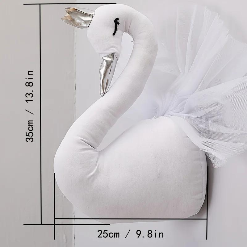 Crown Swan Animal Head Wall Decoration Doll - Princess & Children's Room Decor Perfect for Photographic Backdrop & Home Ornament