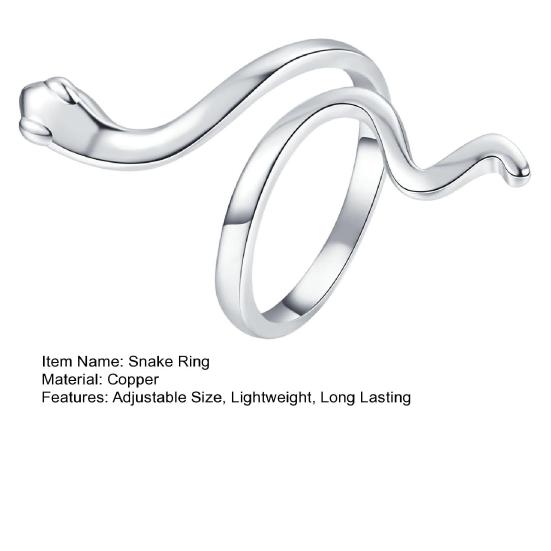 Women Men Snake Ring Adjustable Design Allergy Free Easy Fit Open Ring