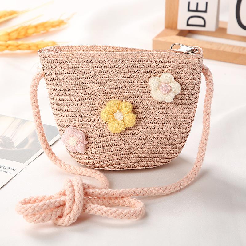 Kids Girls Flower Summer Caps Fashion Children Sunscreen Sun Hat Straw Hat Bag for Beach Baby Accessories for 2-8 Years Kids