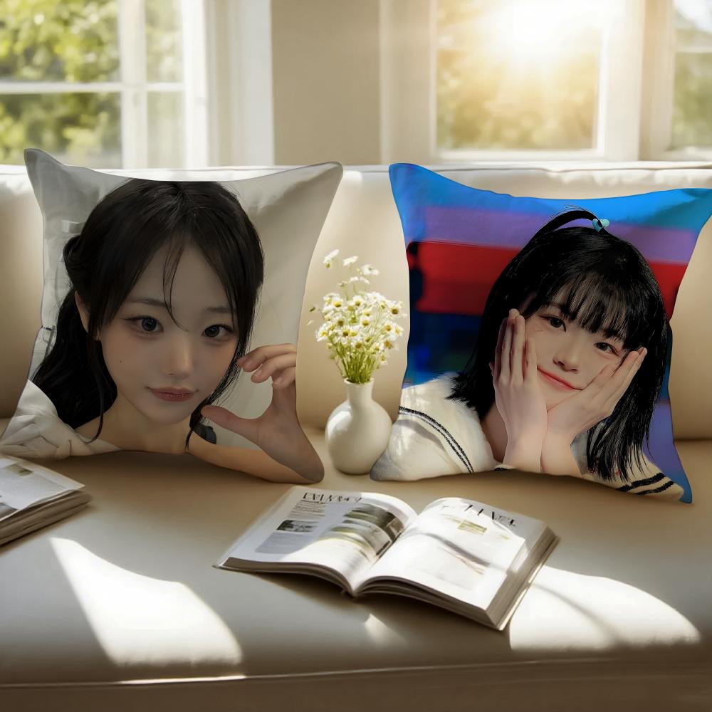 Popular Kpop Idol QWER HHina Jang Nayoung Cushion Cover Pillowcase Antidustmite Invisible Zipper Short Plush Sofa Cushion