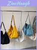Minimalist Canvas Shoulder Bag With Zipper Closure For Daily Casual Use