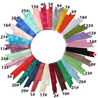 Women Narrow Long Scarf 100X4Cm Solid Color Chiffon Silk Scarves Rubber Red Tie Black Bag Ribbon Headbands Choker Streamer