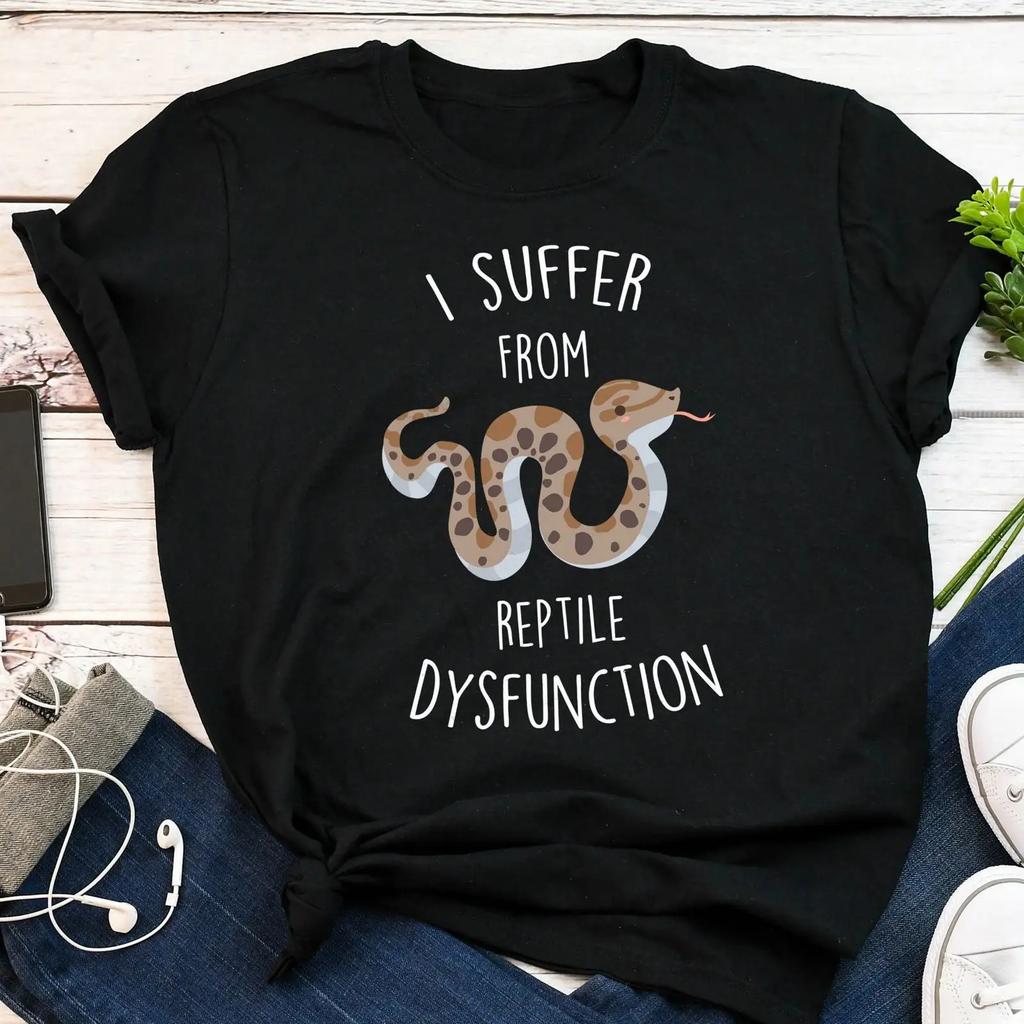 I Suffer From Reptile Dysfunction Funny Hognose Snake T Shirt Lover For Cute Vintage Homme Soft Casual Designer Clothes