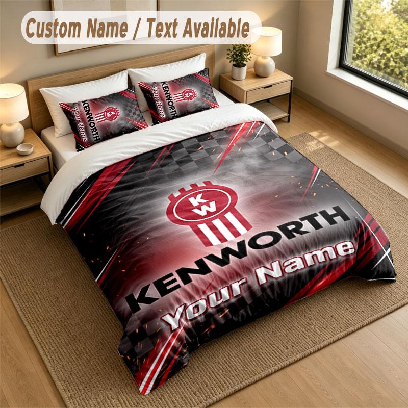 Bedding Set 1 Duvet Cover 2 Pillowcases Kenworth Print Soft Bed Linen Bedroom Decor