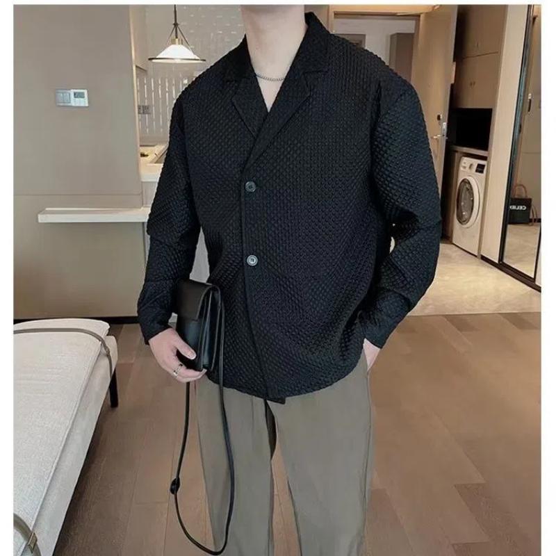 Spring Autumn New Fashion Tailored Collar Long Sleeve Solid Cardigan Men's Clothing Korean Loose Trend All-match Hip Hop Shirts