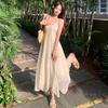 French Backless Neck Sling Dress Women's Summer New Gentle and Sweet Temperament Seaside Vacation Chiffon Dress