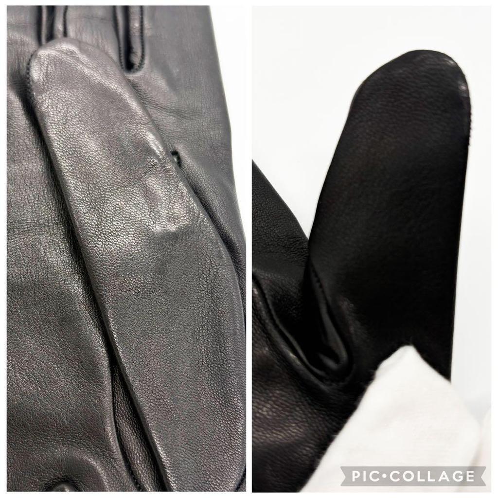Extremely beautiful item HERMES Lambskin Soya Gloves Black 7 Sizes