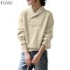 ZANZEA Women Loose Casual Long Sleeve Pullover Sweatshirts